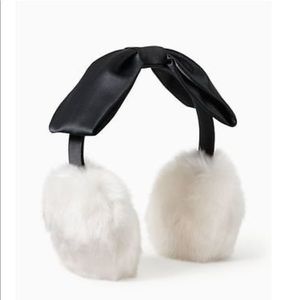 2/$35 Kate Spade Faux Fur Bow Earmuffs B&W NEW